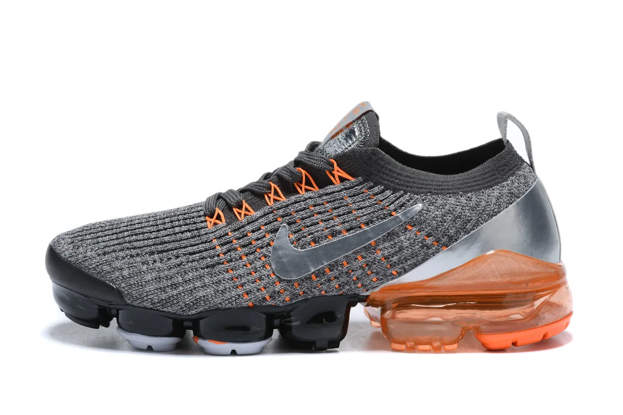 Nike Air VaporMax Gray Black Orange Running Shoes 5