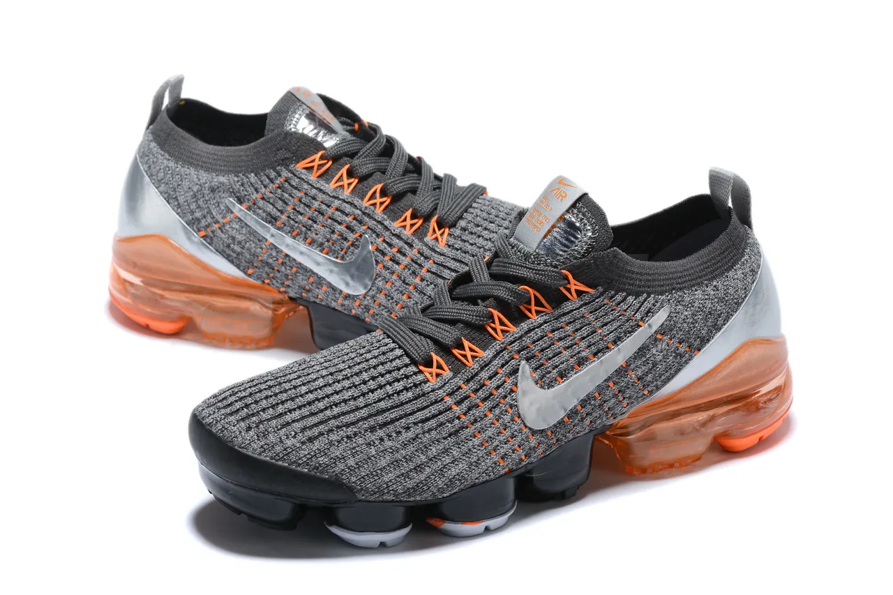 Nike Air VaporMax Gray Black Orange Running Shoes 7