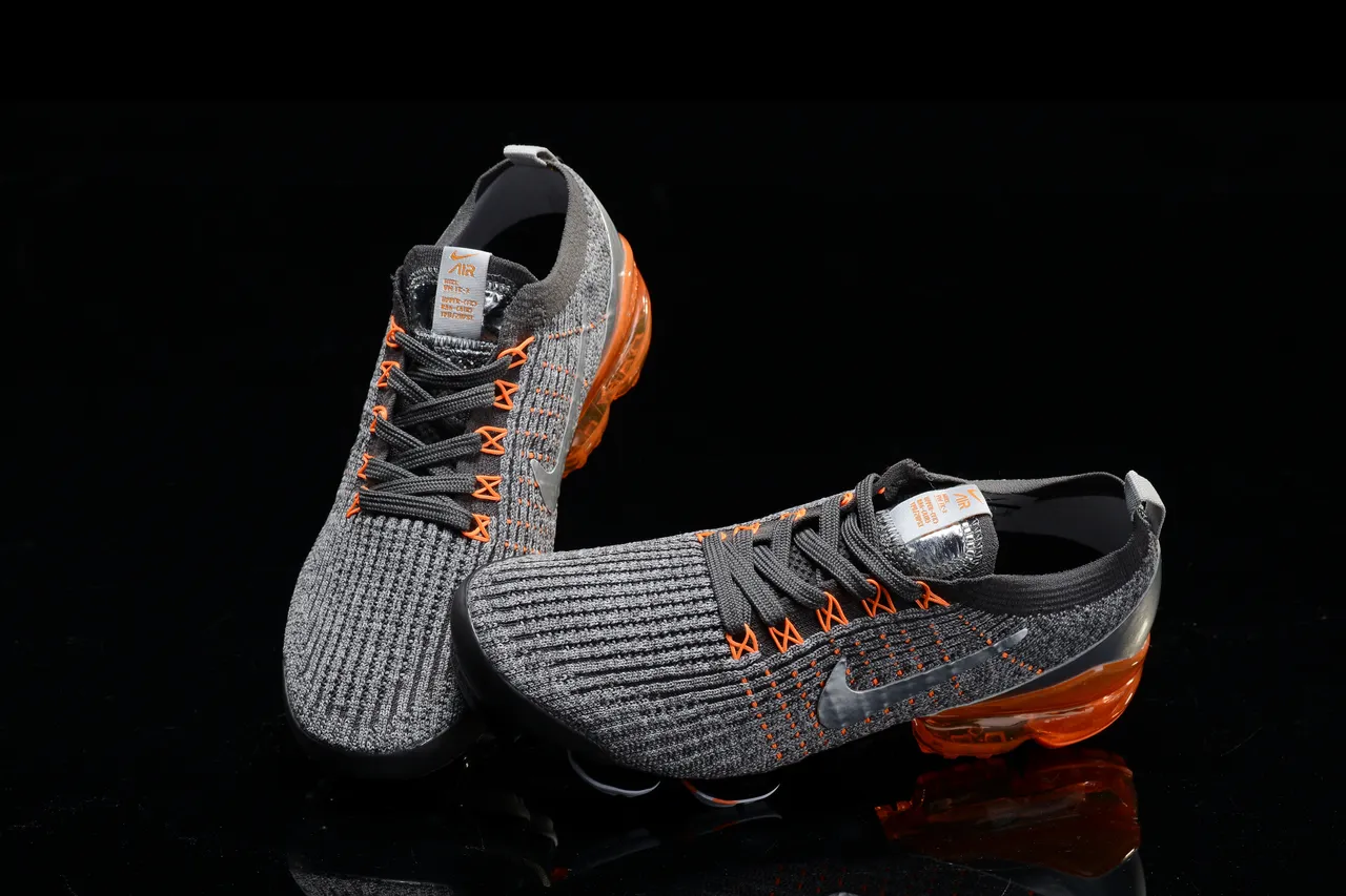 Nike Air VaporMax Gray Black Orange Running Shoes 10