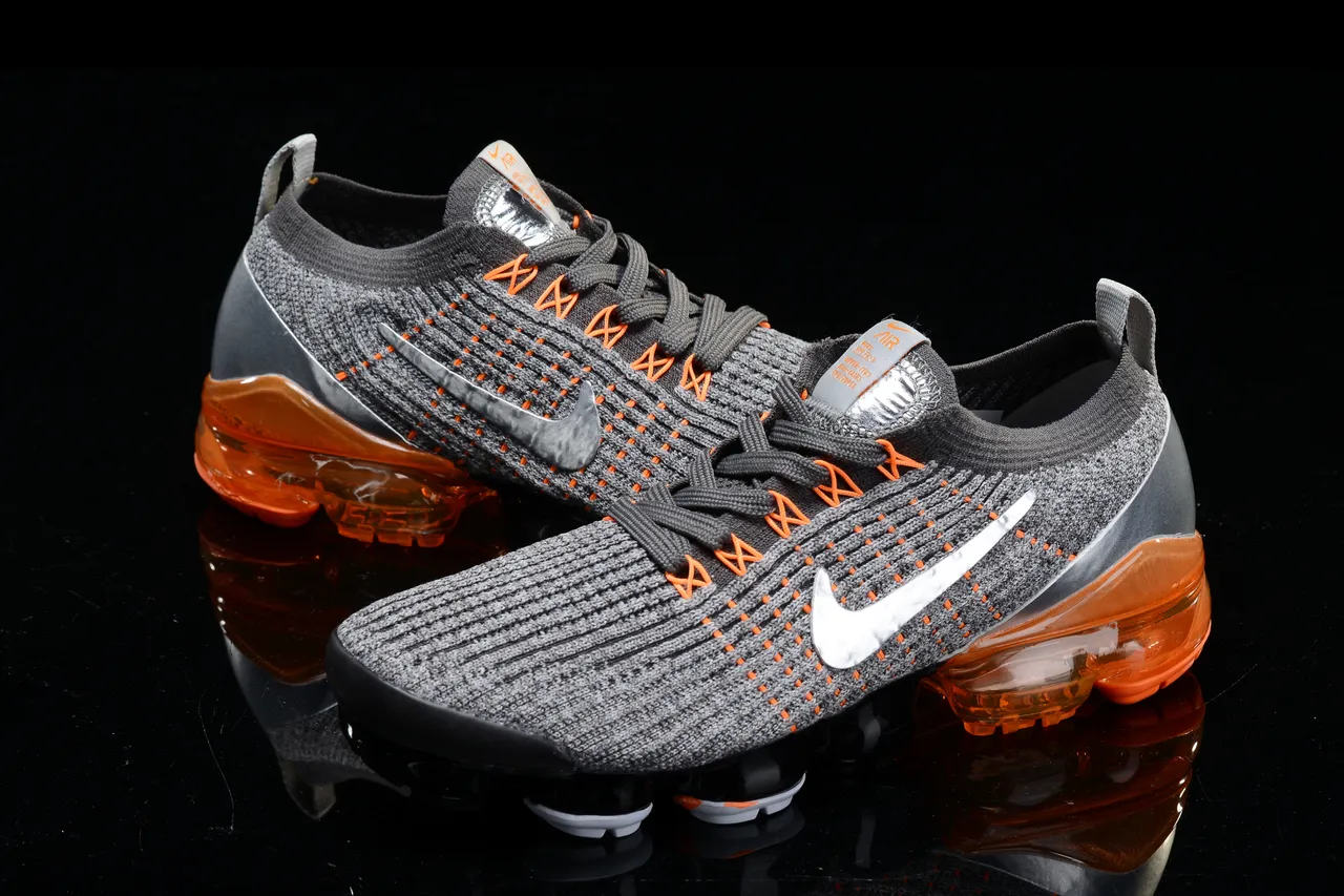 Nike Air VaporMax Gray Black Orange Running Shoes 12