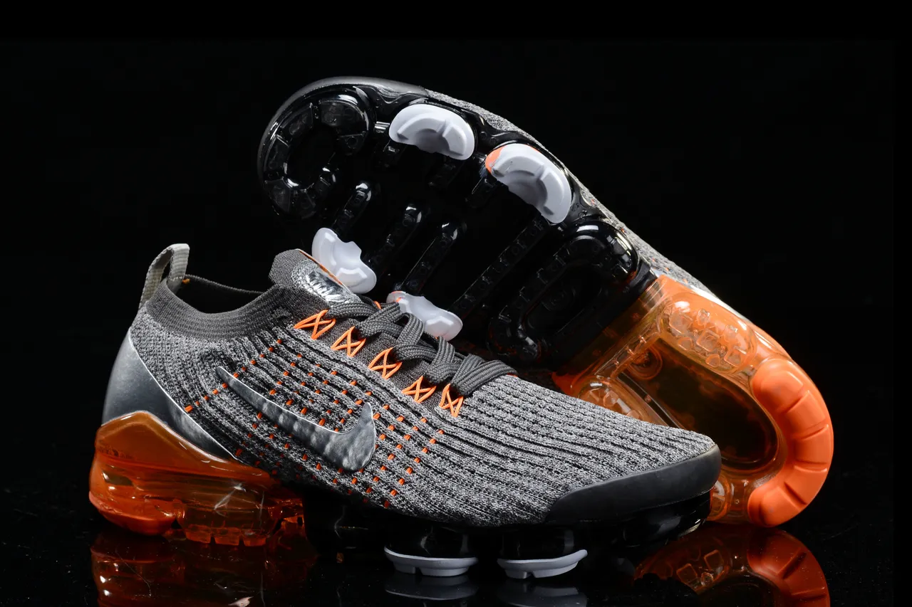 Nike Air VaporMax Gray Black Orange Running Shoes 13