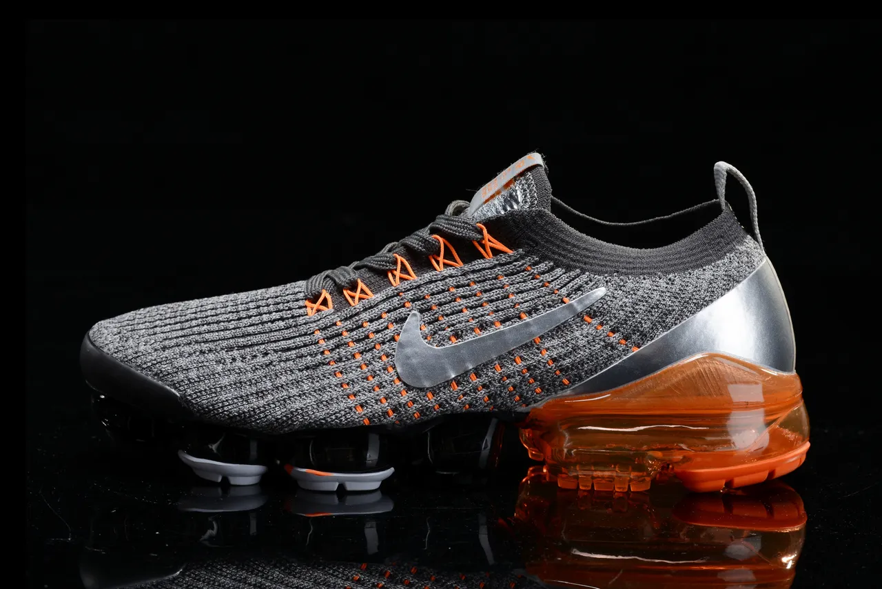 Nike Air VaporMax Gray Black Orange Running Shoes 15
