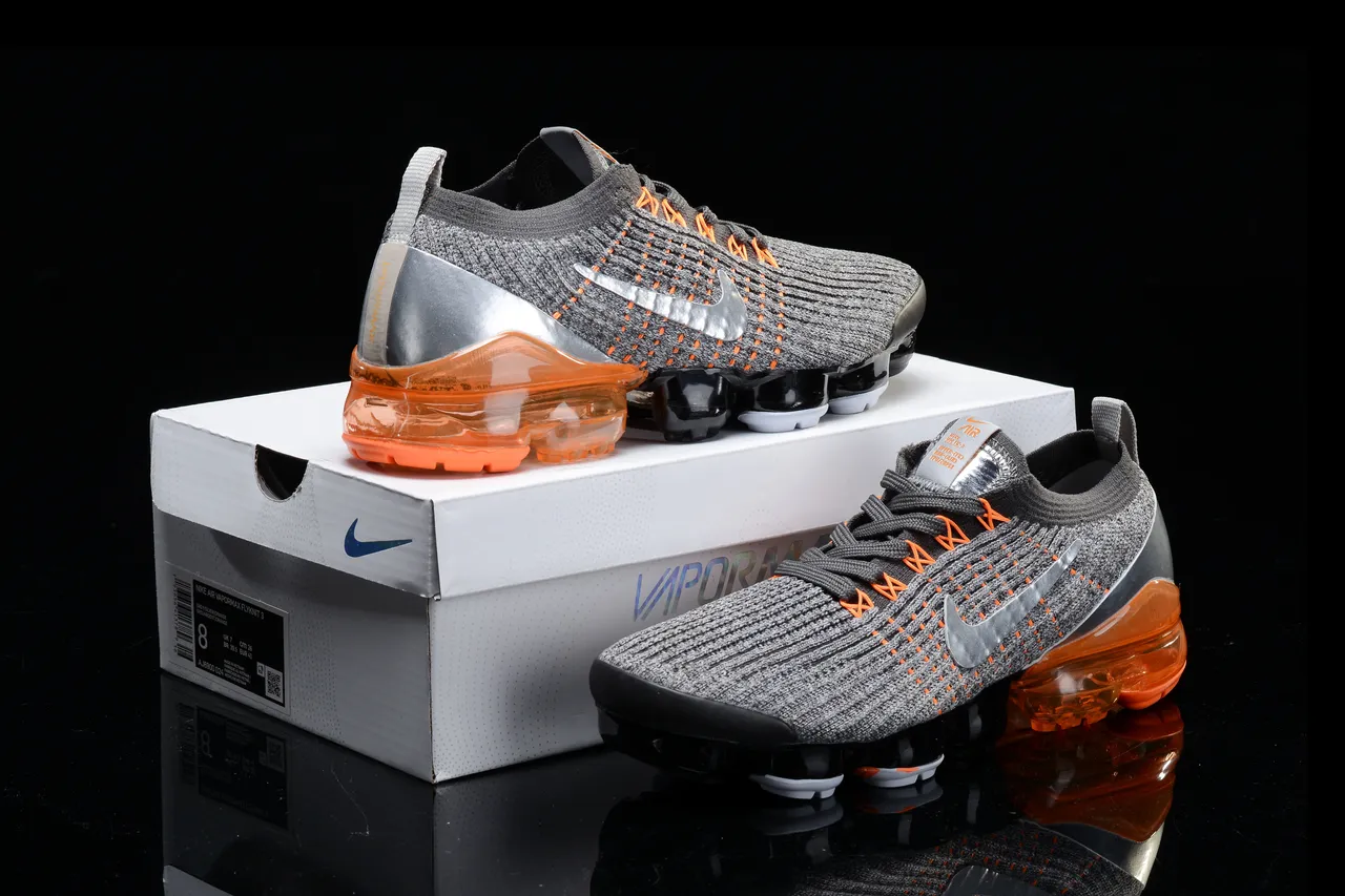 Nike Air VaporMax Gray Black Orange Running Shoes 16