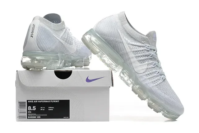 Nike Air VaporMax Light Gray Flyknit Lifestyle Sneakers 8