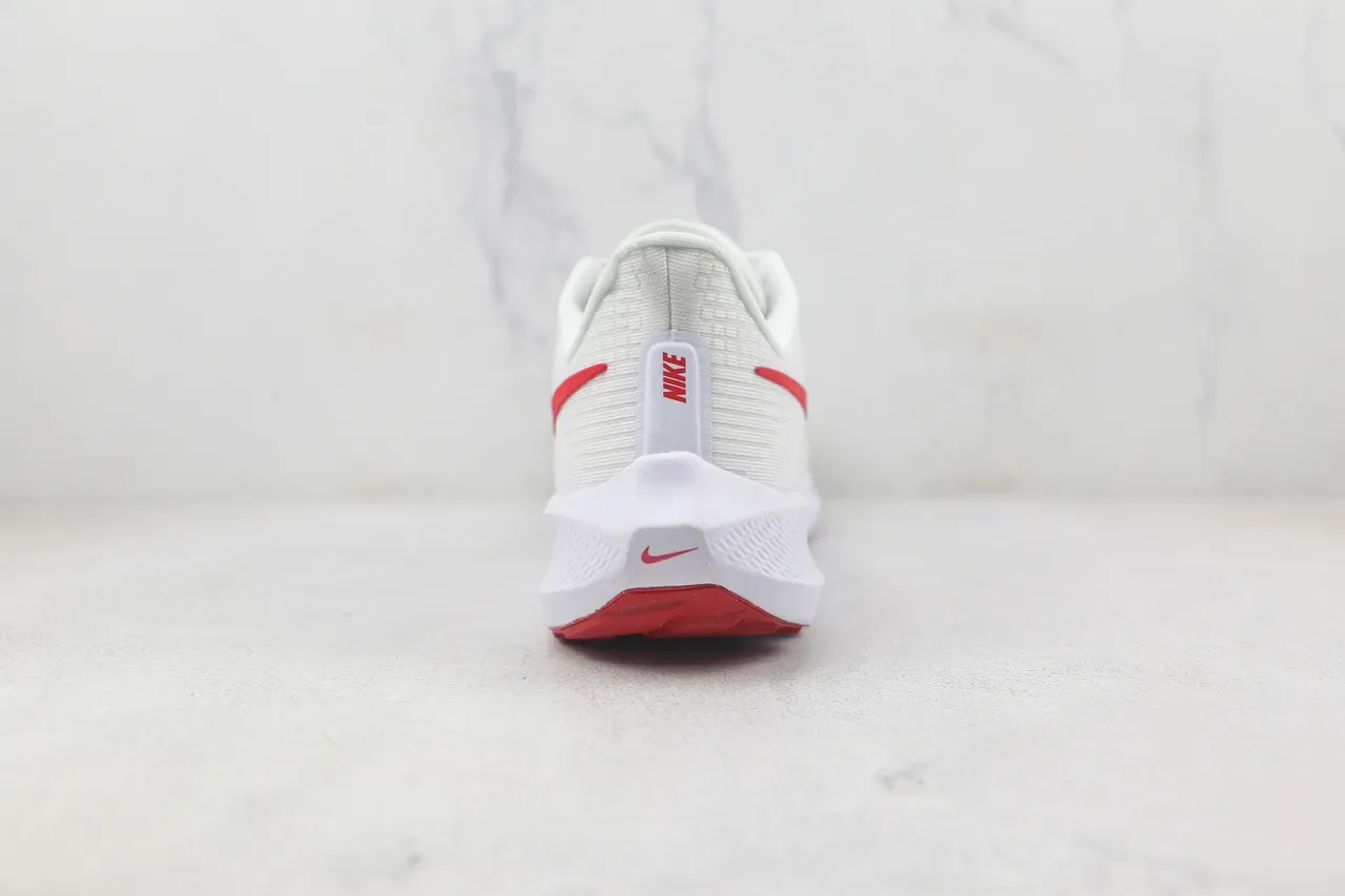 Nike Air Zoom Pegasus White Red Engineered Mesh Upper Synthetic Overlay Cage Running Shoes 9