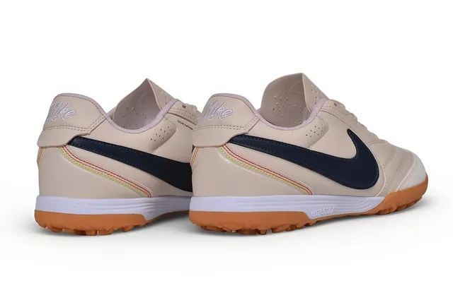Nike Beige Navy Low-Top Suede Upper Turf Soccer Shoes 5