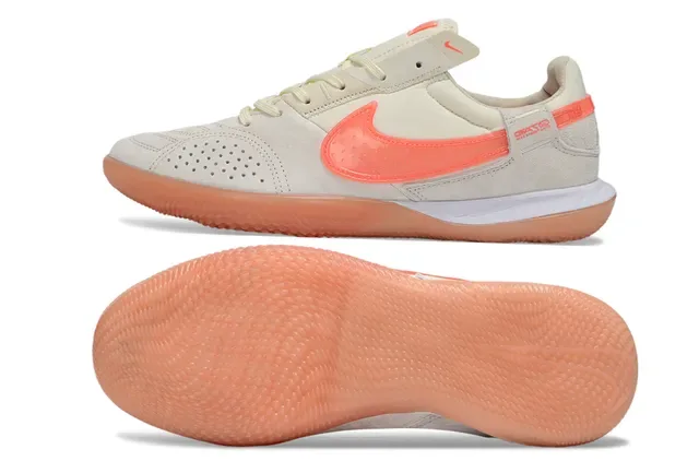 Nike Sapatos de Futebol Indoor Low Top em Suede Bege Laranja 6