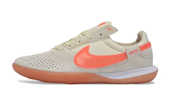 Nike Sapatos de Futebol Indoor Low Top em Suede Bege Laranja 7