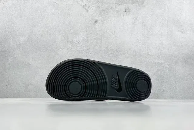 Nike Benassi Black Beige Single-Strap Ribbed Textile Slippers 6