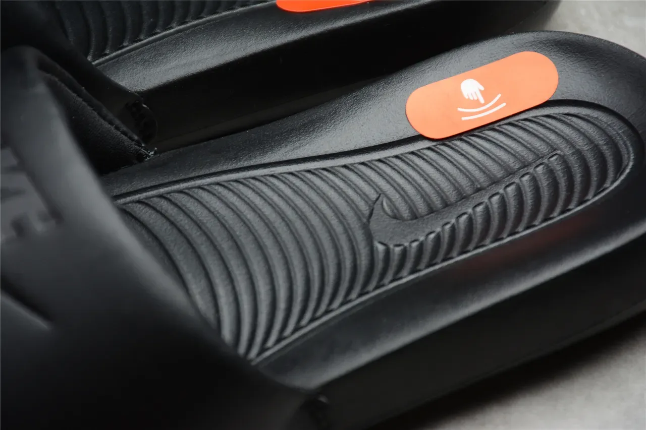 Nike Benassi Black Orange Monochrome Molded Footbed Slippers 4