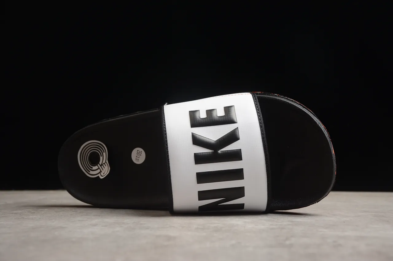 Nike Benassi JDI White Black Orange Slippers 11