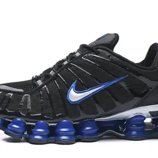 Nike কালো নীল লেয়ার্ড সিন্থেটিক কেজ আপার ভিজিবল শক্স এয়ার কলামস লাইফস্টাইল স্নিকার্স