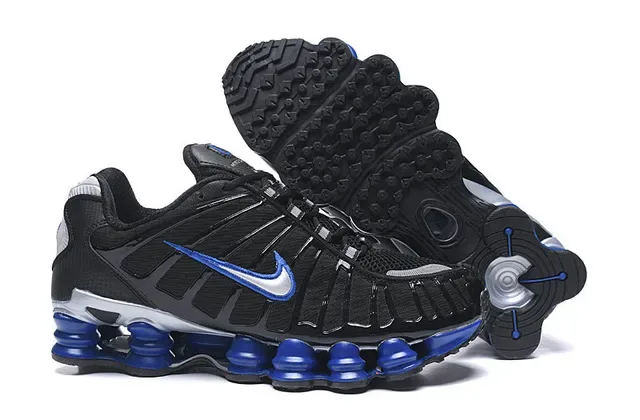 Nike কালো নীল লেয়ার্ড সিন্থেটিক কেজ আপার ভিজিবল শক্স এয়ার কলামস লাইফস্টাইল স্নিকার্স 2
