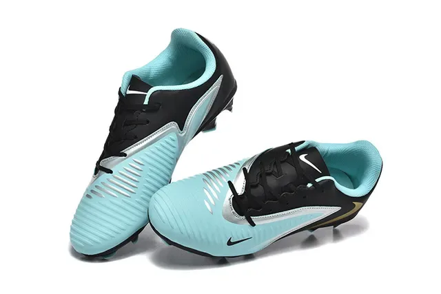Nike Black Blue Low-Cut Synthetic Upper Textured Forefoot Grip Panel Firm-Ground Soccer Shoes 2