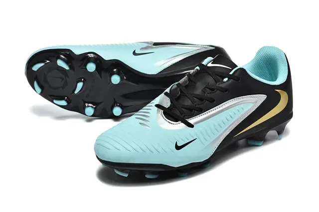 Nike Black Blue Low-Cut Synthetic Upper Textured Forefoot Grip Panel Firm-Ground Soccer Shoes 6