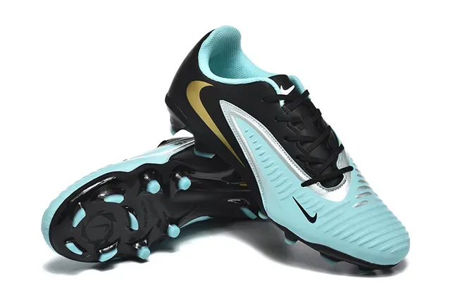 Nike Black Blue Low-Cut Synthetic Upper Textured Forefoot Grip Panel Firm-Ground Soccer Shoes 7