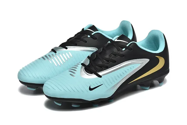 Nike Black Blue Low-Cut Synthetic Upper Textured Forefoot Grip Panel Firm-Ground Soccer Shoes 8