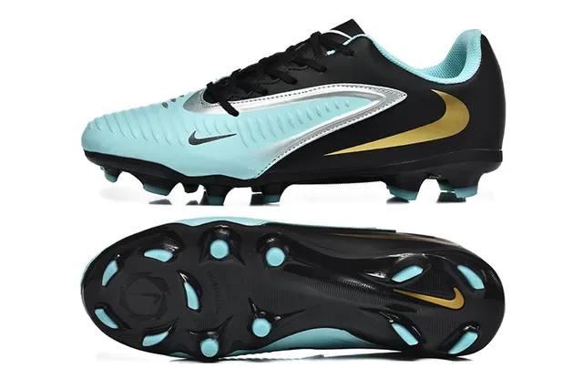 Nike Black Blue Low-Cut Synthetic Upper Textured Forefoot Grip Panel Firm-Ground Soccer Shoes 9