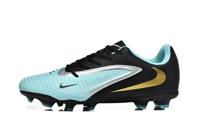 Nike Black Blue Low-Cut Synthetic Upper Textured Forefoot Grip Panel Firm-Ground Soccer Shoes 10