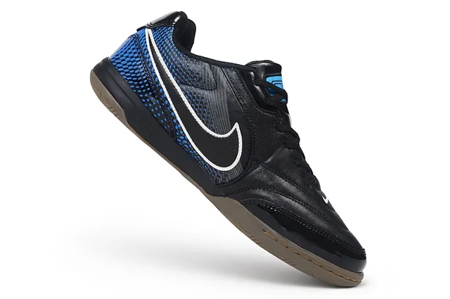 Nike Black Blue Low-Top Synthetic Leather Upper Indoor Soccer Shoes 2