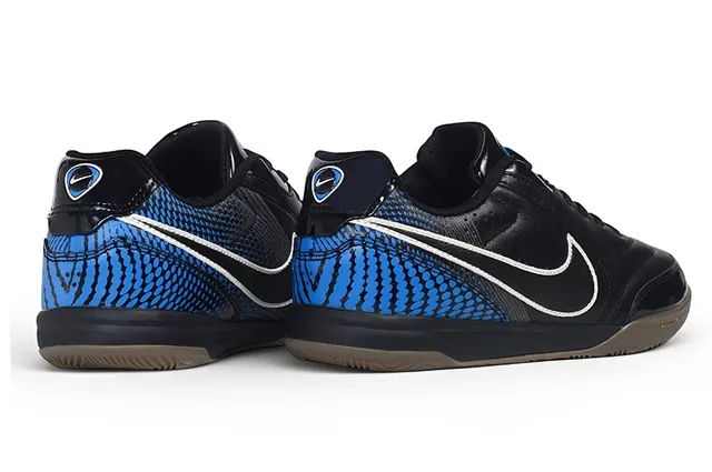 Nike Black Blue Low-Top Synthetic Leather Upper Indoor Soccer Shoes 5