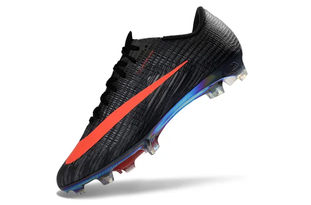 Nike Preto Laranja Flyknit Superior Placa de sola Iridiscente Solo Firme Sapatos de Futebol 3
