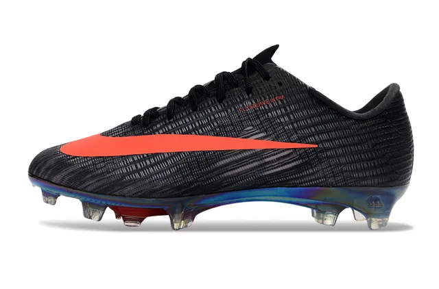 Nike Preto Laranja Flyknit Superior Placa de sola Iridiscente Solo Firme Sapatos de Futebol 7