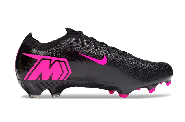 Nike Noir Rose Bas de coupe Tricot Supérieur Moldés Clous Sol ferme Football Chaussures 4