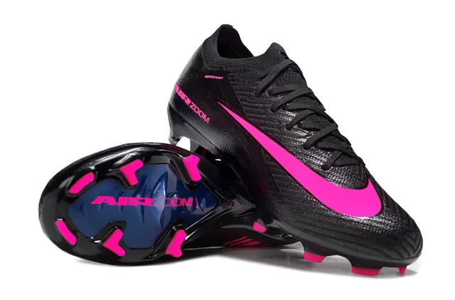 Nike Noir Rose Bas de coupe Tricot Supérieur Moldés Clous Sol ferme Football Chaussures 6