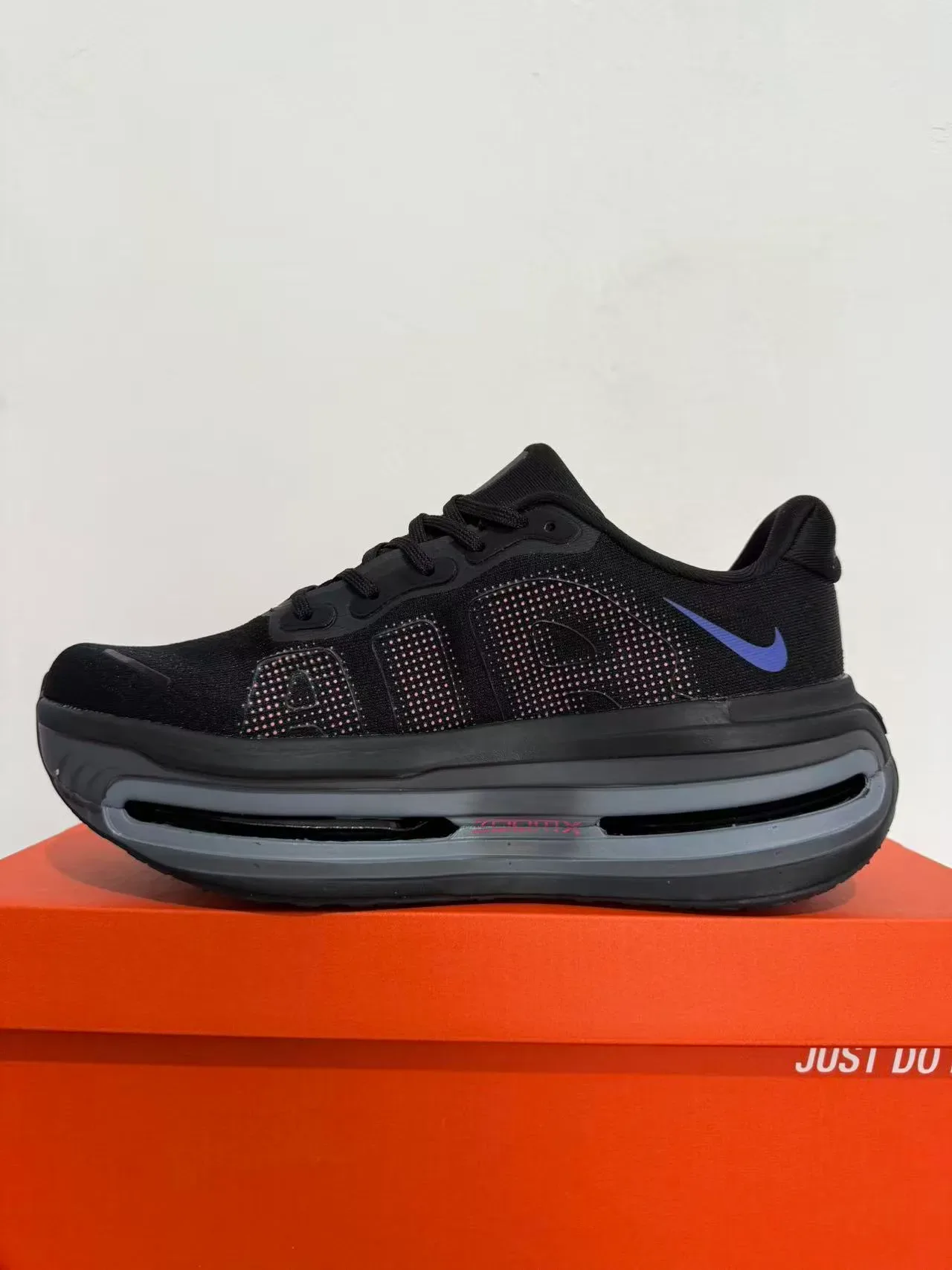 Nike काला बैंगनी पूर्ण-लंबाई दृश्यमान एयर यूनिट इंजीनियर मेश अपर रनिंग शूज 5