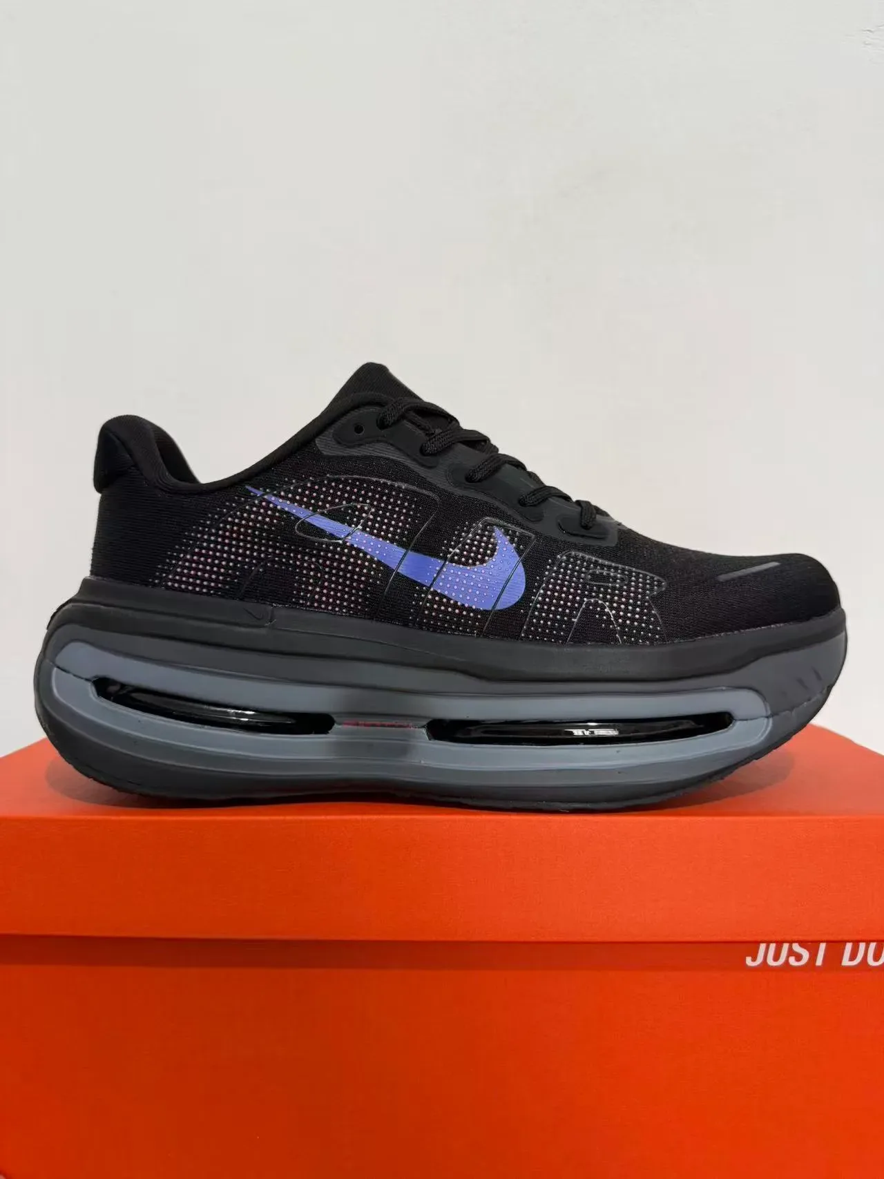 Nike काला बैंगनी पूर्ण-लंबाई दृश्यमान एयर यूनिट इंजीनियर मेश अपर रनिंग शूज 6