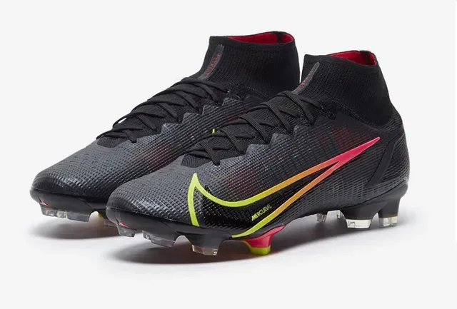 Nike কালো লাল হাই-কাট নিট কলার ডায়নামিক গ্র্যাডিয়েন্ট সোশ ওভারলে ফার্ম-গ্রাউন্ড ফুটবল শোজ 2