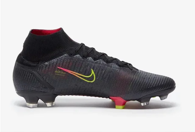 Nike কালো লাল হাই-কাট নিট কলার ডায়নামিক গ্র্যাডিয়েন্ট সোশ ওভারলে ফার্ম-গ্রাউন্ড ফুটবল শোজ 5