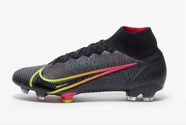 Nike কালো লাল হাই-কাট নিট কলার ডায়নামিক গ্র্যাডিয়েন্ট সোশ ওভারলে ফার্ম-গ্রাউন্ড ফুটবল শোজ 6