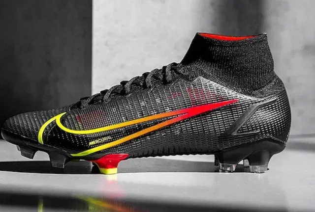 Nike কালো লাল হাই-কাট নিট কলার ডায়নামিক গ্র্যাডিয়েন্ট সোশ ওভারলে ফার্ম-গ্রাউন্ড ফুটবল শোজ 7
