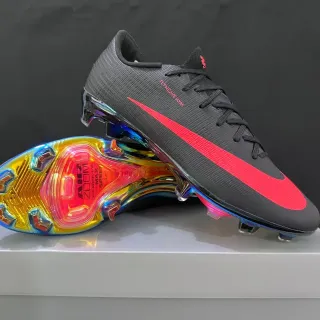 Nike Chuteiras de Futebol preto vermelho Low-Cut Flyweave Upper Firm-Ground