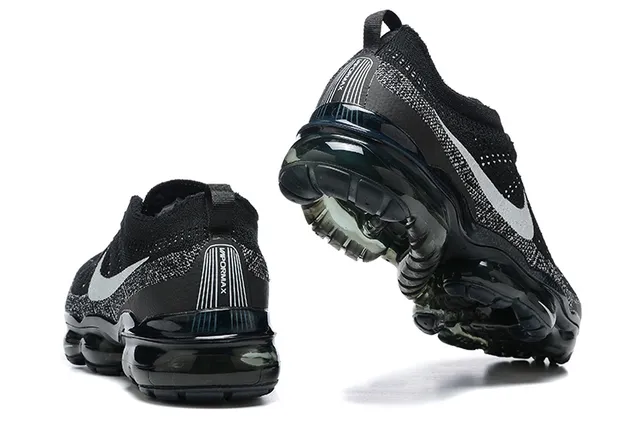 Nike Black Silver Flyknit Upper Visible Air Cushioning Sole Running Shoes 3