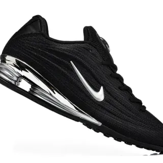 Nike أسود فضي شبكة علوية موج معدنية كعب وسط أسلوب حياة أحذية رياضية