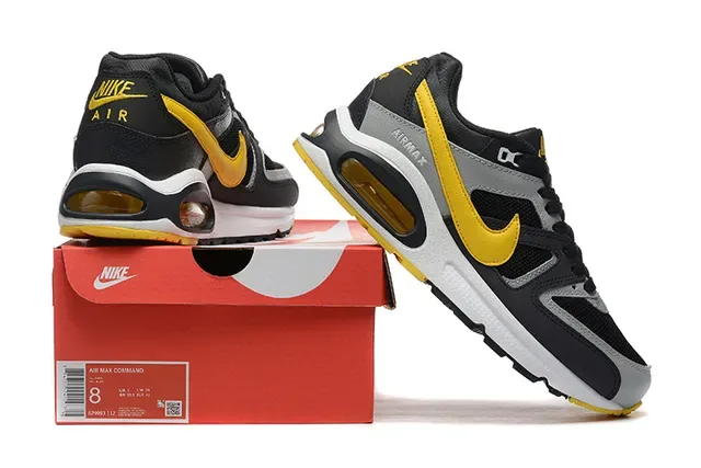 Nike Black Yellow Layered Mesh-Synthetic Upper Visible Heel Air Unit Lifestyle Sneakers 2