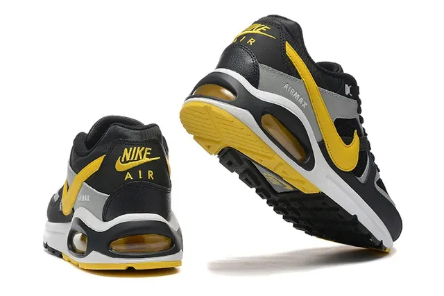 Nike Black Yellow Layered Mesh-Synthetic Upper Visible Heel Air Unit Lifestyle Sneakers 3
