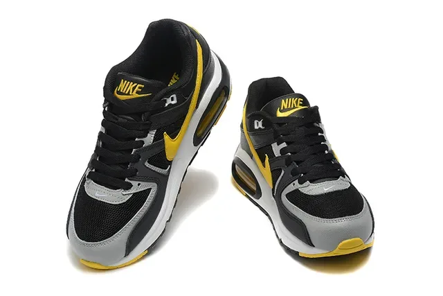 Nike Black Yellow Layered Mesh-Synthetic Upper Visible Heel Air Unit Lifestyle Sneakers 4