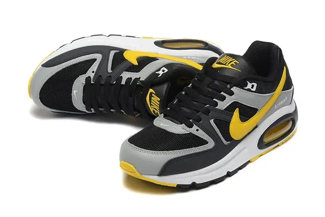 Nike Black Yellow Layered Mesh-Synthetic Upper Visible Heel Air Unit Lifestyle Sneakers 5
