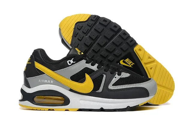 Nike Black Yellow Layered Mesh-Synthetic Upper Visible Heel Air Unit Lifestyle Sneakers 6