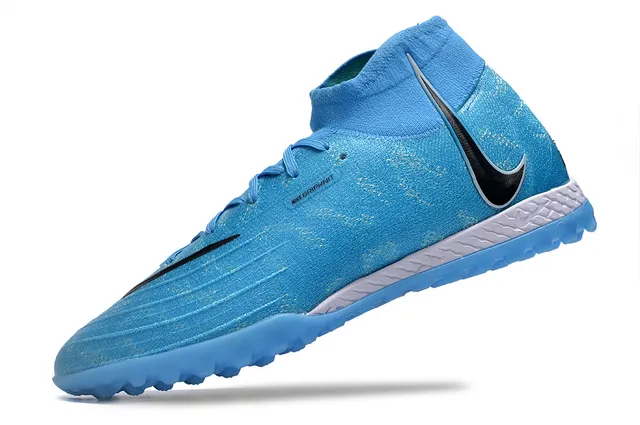 Nike Blue Black High-Cut Sock-Fit Upper Flyknit Construction Turf Soccer Shoes 3