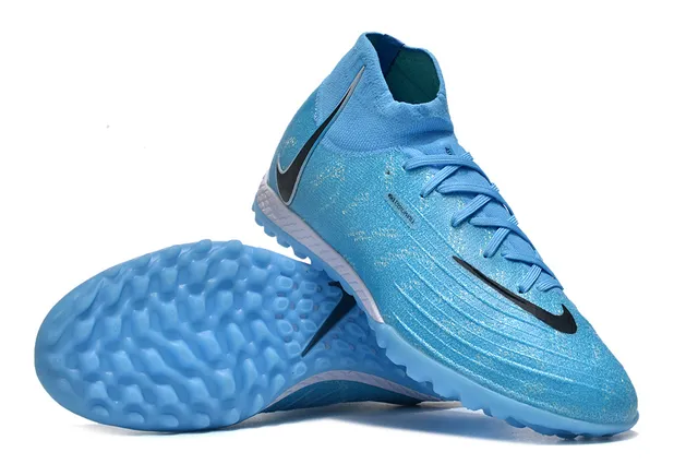 Nike Blue Black High-Cut Sock-Fit Upper Flyknit Construction Turf Soccer Shoes 4