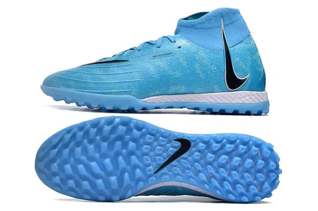 Nike Blue Black High-Cut Sock-Fit Upper Flyknit Construction Turf Soccer Shoes 6