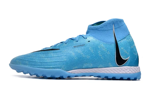 Nike Blue Black High-Cut Sock-Fit Upper Flyknit Construction Turf Soccer Shoes 7