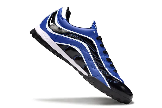 Nike Blue Black Wave-Pattern Synthetic Overlays Low-Top Sole Turf Soccer Shoes 2