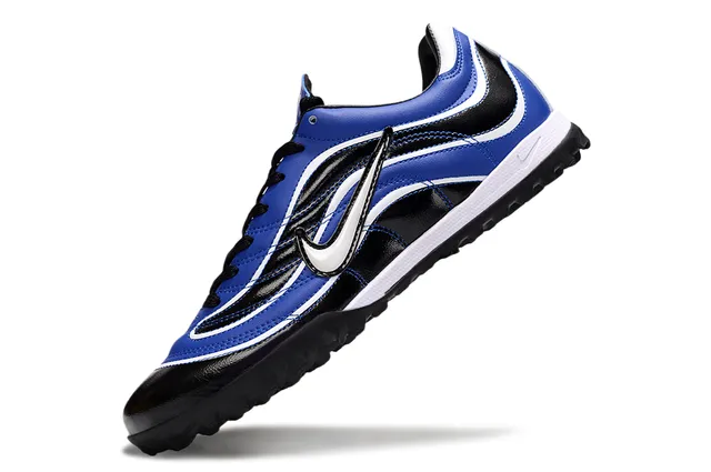 Nike Blue Black Wave-Pattern Synthetic Overlays Low-Top Sole Turf Soccer Shoes 3