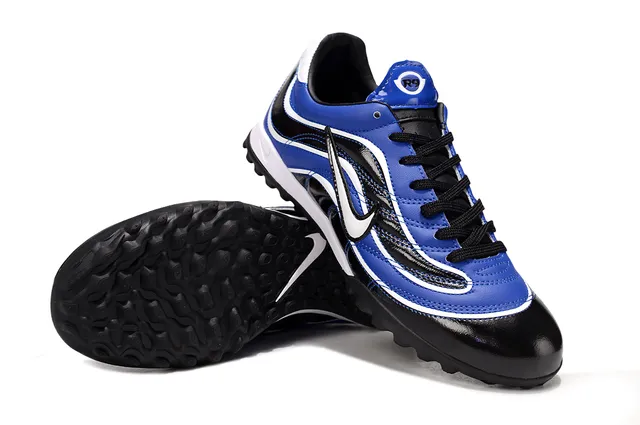 Nike Blue Black Wave-Pattern Synthetic Overlays Low-Top Sole Turf Soccer Shoes 4
